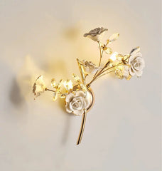 Gold Multi-Arm Flower Crystal Wall Sconce