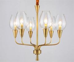 Gold Metal Frame Blue Glass Tear Drop Pendant Chandelier Light Fixture