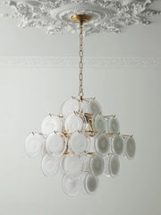 Cascading Glass Disc Chandelier - Modern Semi-Flush Mount Fixture