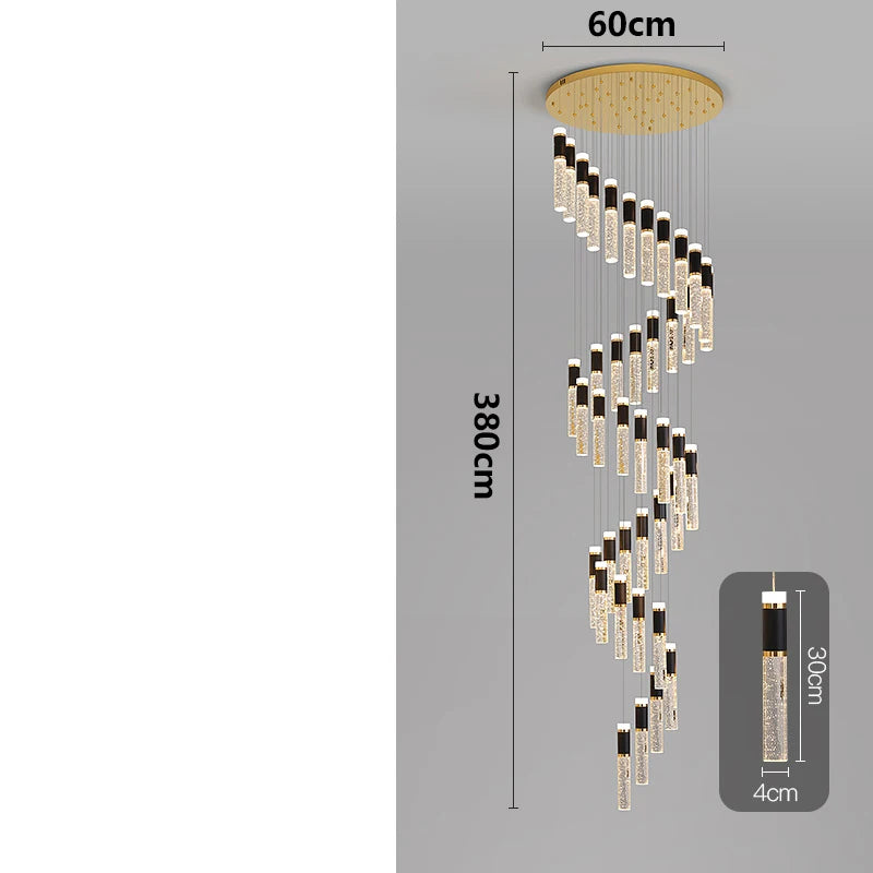 Chandelier with dimensions labeled on a gray background