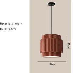 Tiered Fluted Ceramic Drum Pendant Light with Warm Inner Glow