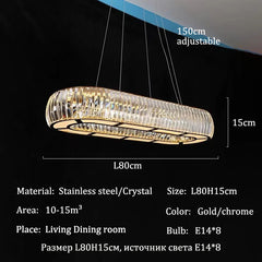 Modern Crystal Ring Pendant Light with Gold Finish Metal Frame