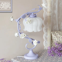Floral Rose Lamp with Frosted Glass Shade