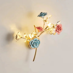 Gold Multi-Arm Flower Crystal Wall Sconce