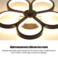 Modern Flower Semi-Flush Mount Ceiling Light Black White Gold