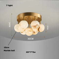 Gold Marble Bubble Cluster Pendant Light Fixture with Suspended Globes