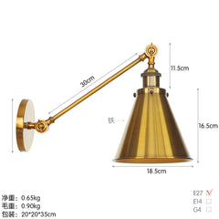 Brushed Gold Industrial Cone Shade Wall Sconce Light