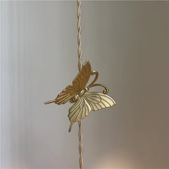 Brass Petal Ceramic Pendant Light with Butterfly Accent