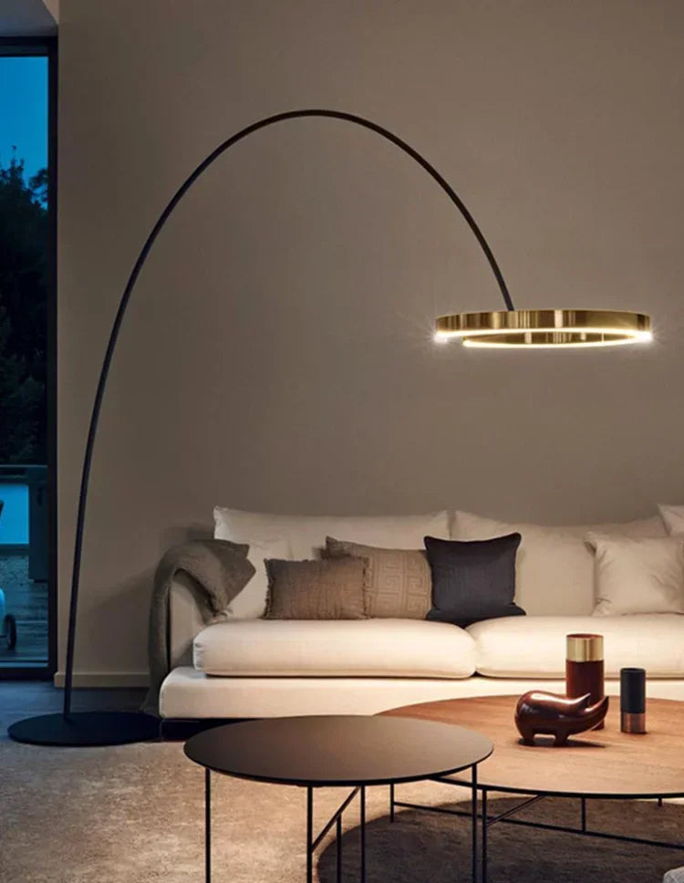 Modern living room with a floor lamp and sofa