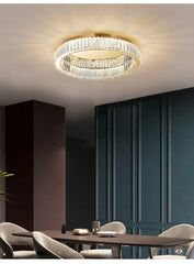 Gold Ring Crystal Ceiling Chandelier Flush Mount Light