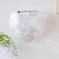 White iridescent glass multi-tier wall sconce