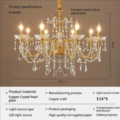 Gold Crystal Waterfall Chandelier Light with Tiered Cascade Droplets