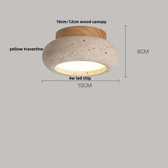 Yellow Travertine Natural Stone Flush Mount Light