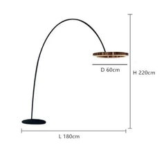 Floor lamp with dimensions labeled on a white background