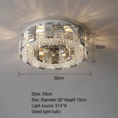 Modern Chrome Crystal Ring Semi-Flush Mount Chandelier Lighting