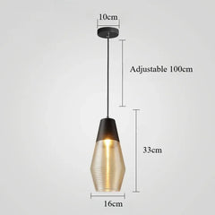Glass Industrial Style Pendant Light with Ribbed Shade