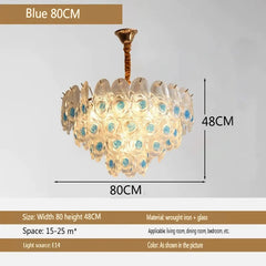Gold Finish Chandelier with Frosted Glass Shades and Rose Bud Accents