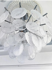 Glass Disc Chandelier Modern Pendant Light Brass or Chrome Finish