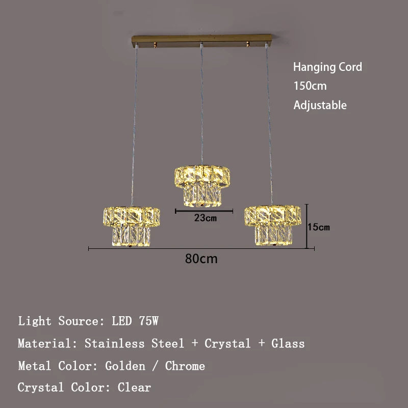 Chandelier with dimensions and specifications on a gray background