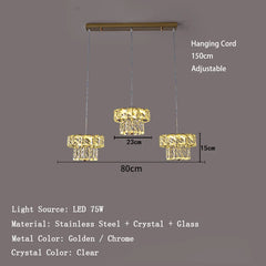 Chandelier with dimensions and specifications on a gray background