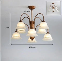 Brushed Gold Floral Chandelier Semi-Flush Ceiling Light