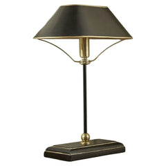 Black Cone Shade Metal Table Lamp with Gold Accents and Drum Base