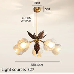 Chandelier with measurements on a beige background