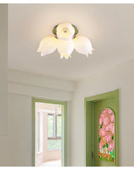 White Orchid Blossom Multi-Light Flush Mount Ceiling Light