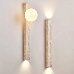 Modern Travertine Stone Pillar Globe Wall Sconce Light Fixture 60