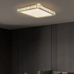 Modern Gold Crystal Oval Chandelier with Integrated LED