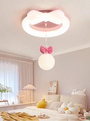 White Pink Bow Ceiling Light Flush Mount Children's Room Light