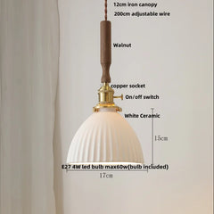 Pendant light with labeled components on a neutral background