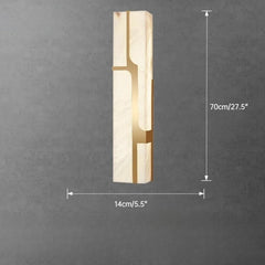 Wall-mounted light fixture with dimensions on a gray background