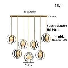 pendant light with dimensions and features on a white background