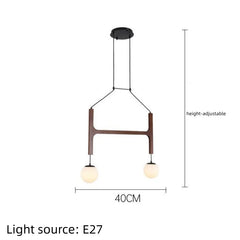 Modern Multi-Arm Wood and Glass Chandelier