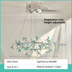 Crystal Floral Ring Chandelier Chrome Pendant Light