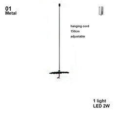 Diagram of a hanging light fixture with specifications on a white background