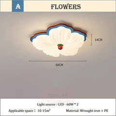 White Petal Flower Flush Mount Light with Multicolor Accents