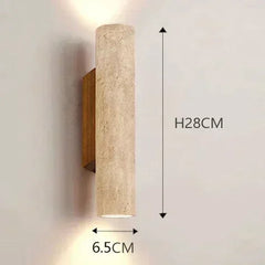 Natural Stone Cylinder Up/Down Light Wall Sconce with Bronze Finish