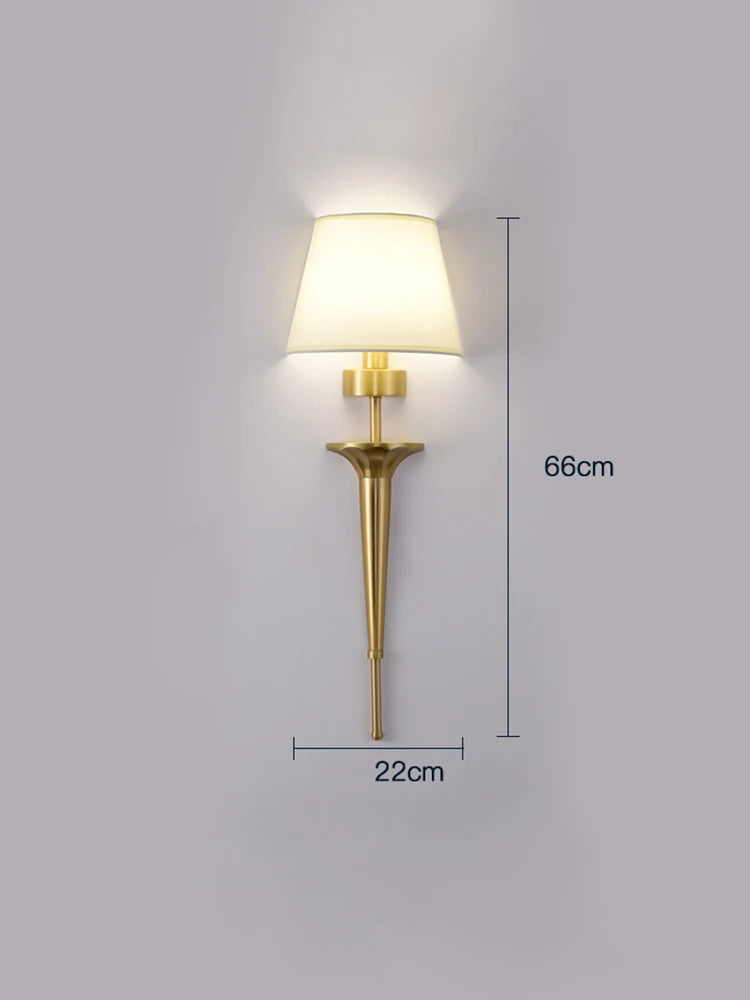 Wall lamp with dimensions on a gray background