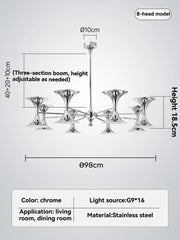 Chrome Horn Cluster Chandelier Modern Designer Pendant Light