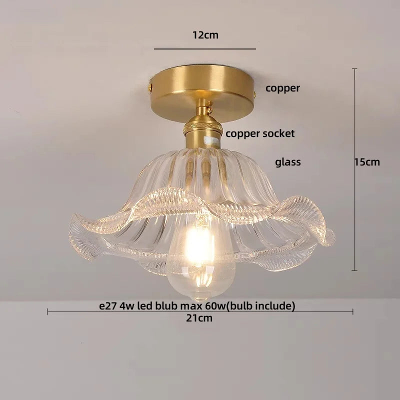 Ceiling light fixture with measurements on a plain background