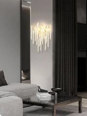 Gold Crystal Branch Wall Sconce with Cascading Beads