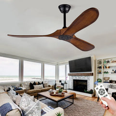 Wood Blade DC Motor Ceiling Fan with Remote Control
