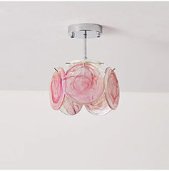 Artistic Swirl Glass Petal Pendant Light Fixture with Chrome Base
