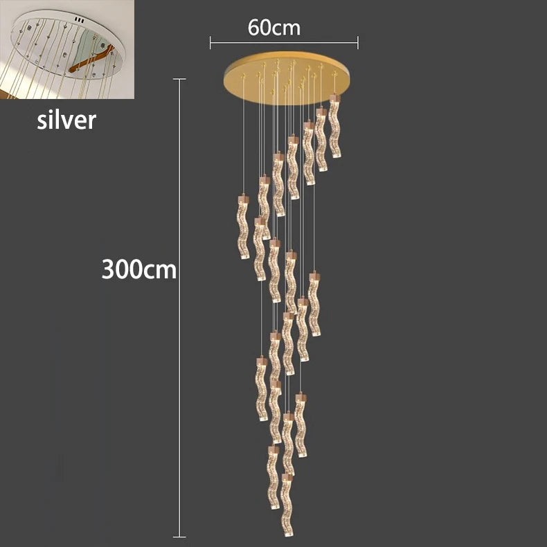 Chandelier with dimensions on a dark background