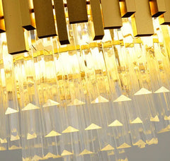 Chandelier with geometric design and warm lighting