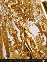 Grand Gold Candelabra Crystal Chandelier with Cascading Gemstones