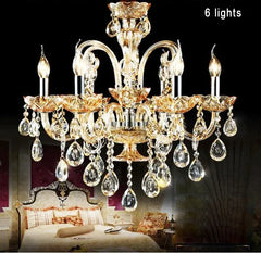 Gold Crystal Candelabra Tiered Chandelier with Rose Bud Accents