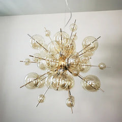 Modern Bubble Pendant Light with Glass Orbs and Starburst Design
